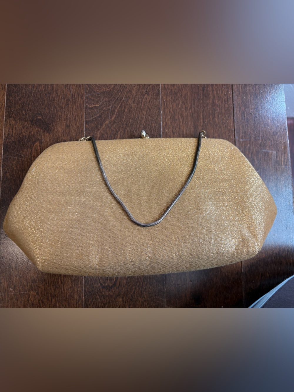 Gold Evening Clutch Bag with Chain Strap